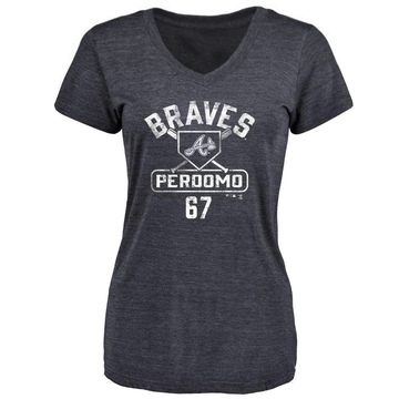 Women's Atlanta Braves Angel Perdomo ＃67 Base Runner T-Shirt - Navy