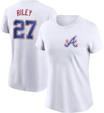 Women's Atlanta Braves Austin Riley ＃27 2023 City Connect Name & Number T-Shirt - White