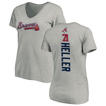 Women's Atlanta Braves Ben Heller ＃71 Backer Slim Fit T-Shirt Ash