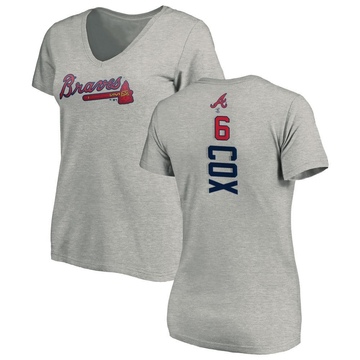 Women's Atlanta Braves Bobby Cox ＃6 Backer Slim Fit T-Shirt Ash