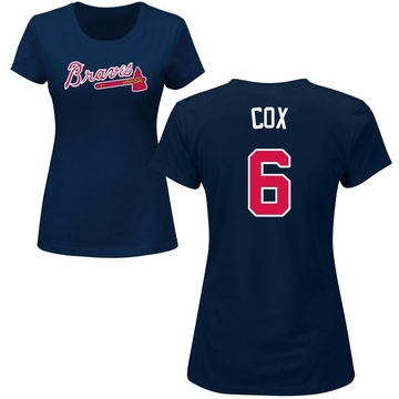 Women's Atlanta Braves Bobby Cox ＃6 Roster Name & Number T-Shirt - Navy