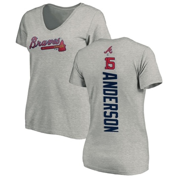 Women's Atlanta Braves Brian Anderson ＃15 Backer Slim Fit T-Shirt Ash