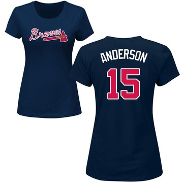 Women's Atlanta Braves Brian Anderson ＃15 Roster Name & Number T-Shirt - Navy