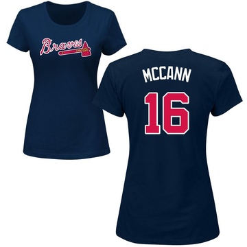 Women's Atlanta Braves Brian McCann ＃16 Roster Name & Number T-Shirt - Navy