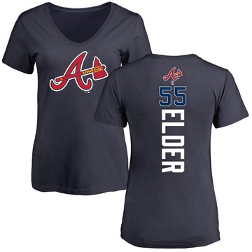 Women's Atlanta Braves Bryce Elder ＃55 Backer Slim Fit T-Shirt - Navy