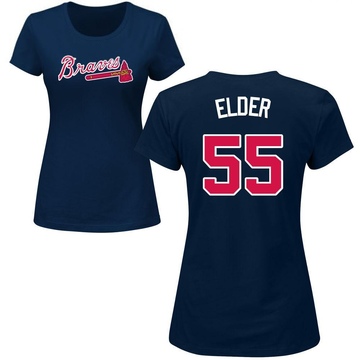 Women's Atlanta Braves Bryce Elder ＃55 Roster Name & Number T-Shirt - Navy