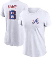 Women's Atlanta Braves Cavan Biggio ＃8 2023 City Connect Name & Number T-Shirt - White