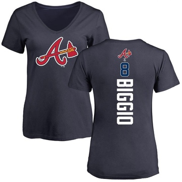 Women's Atlanta Braves Cavan Biggio ＃8 Backer Slim Fit T-Shirt - Navy