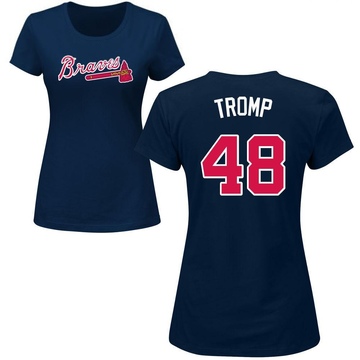 Women's Atlanta Braves Chadwick Tromp ＃48 Roster Name & Number T-Shirt - Navy