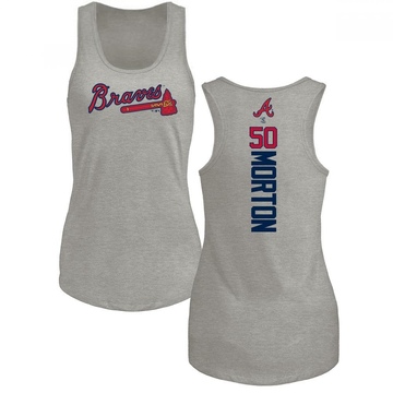 Women's Atlanta Braves Charlie Morton ＃50 Backer Tank Top Ash