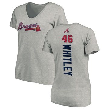 Women's Atlanta Braves Chase Whitley ＃46 Backer Slim Fit T-Shirt Ash