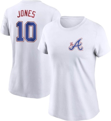 Women's Atlanta Braves Chipper Jones ＃10 2023 City Connect Name & Number T-Shirt - White