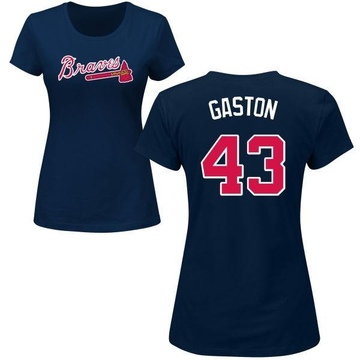 Women's Atlanta Braves Cito Gaston ＃43 Roster Name & Number T-Shirt - Navy