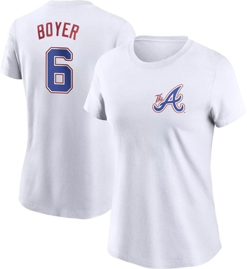 Women's Atlanta Braves Clete Boyer ＃6 2023 City Connect Name & Number T-Shirt - White