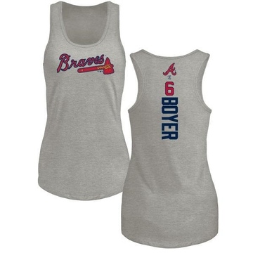 Women's Atlanta Braves Clete Boyer ＃6 Backer Tank Top Ash