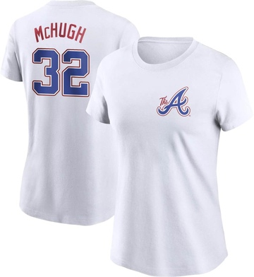 Women's Atlanta Braves Collin McHugh ＃32 2023 City Connect Name & Number T-Shirt - White