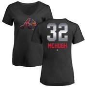 Women's Atlanta Braves Collin McHugh ＃32 Midnight Mascot V-Neck T-Shirt - Black