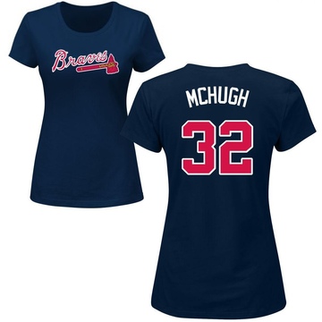 Women's Atlanta Braves Collin McHugh ＃32 Roster Name & Number T-Shirt - Navy