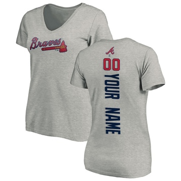 Women's Atlanta Braves Custom ＃00 Backer Slim Fit T-Shirt Ash