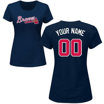 Women's Atlanta Braves Custom ＃00 Roster Name & Number T-Shirt - Navy