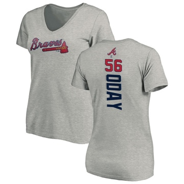 Women's Atlanta Braves Darren O'Day ＃56 Backer Slim Fit T-Shirt Ash