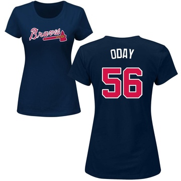 Women's Atlanta Braves Darren O'Day ＃56 Roster Name & Number T-Shirt - Navy