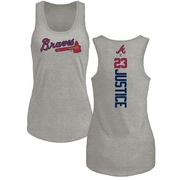 Women's Atlanta Braves David Justice ＃23 Backer Tank Top Ash