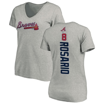 Women's Atlanta Braves Eddie Rosario ＃8 Backer Slim Fit T-Shirt Ash