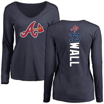 Women's Atlanta Braves Forrest Wall ＃73 Backer Slim Fit Long Sleeve T-Shirt - Navy