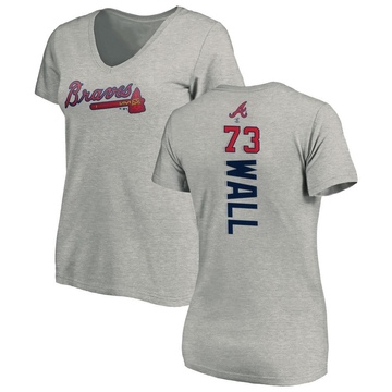 Women's Atlanta Braves Forrest Wall ＃73 Backer Slim Fit T-Shirt Ash