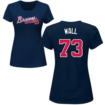 Women's Atlanta Braves Forrest Wall ＃73 Roster Name & Number T-Shirt - Navy