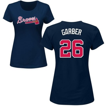 Women's Atlanta Braves Gene Garber ＃26 Roster Name & Number T-Shirt - Navy