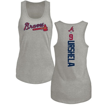 Women's Atlanta Braves Gio Urshela ＃9 Backer Tank Top Ash