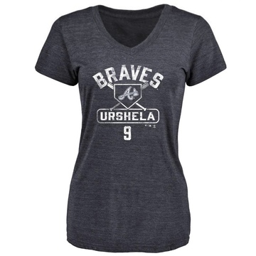 Women's Atlanta Braves Gio Urshela ＃9 Base Runner T-Shirt - Navy