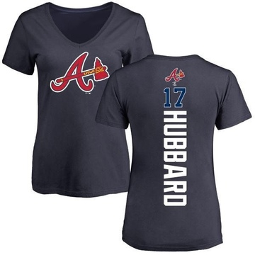 Women's Atlanta Braves Glenn Hubbard ＃17 Backer Slim Fit T-Shirt - Navy