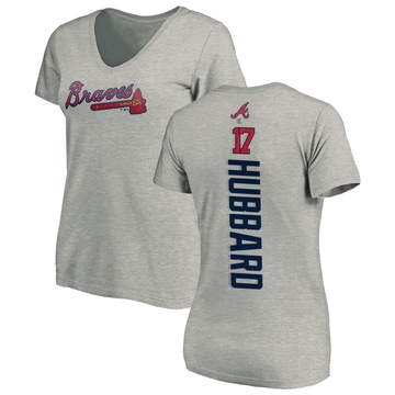 Women's Atlanta Braves Glenn Hubbard ＃17 Backer Slim Fit T-Shirt Ash