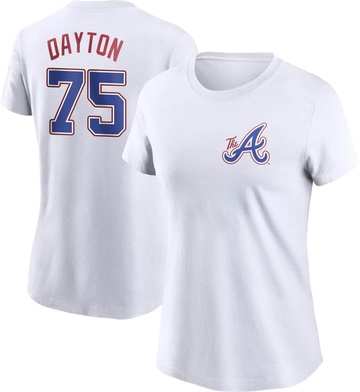 Women's Atlanta Braves Grant Dayton ＃75 2023 City Connect Name & Number T-Shirt - White