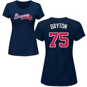 Women's Atlanta Braves Grant Dayton ＃75 Roster Name & Number T-Shirt - Navy