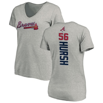 Women's Atlanta Braves Jason Hursh ＃56 Backer Slim Fit T-Shirt Ash