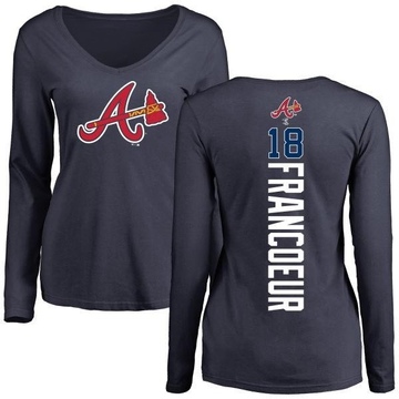 Women's Atlanta Braves Jeff Francoeur ＃18 Backer Slim Fit Long Sleeve T-Shirt - Navy