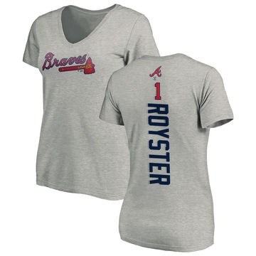 Women's Atlanta Braves Jerry Royster ＃1 Backer Slim Fit T-Shirt Ash