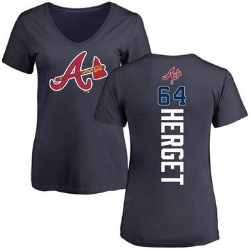 Women's Atlanta Braves Jimmy Herget ＃64 Backer Slim Fit T-Shirt - Navy