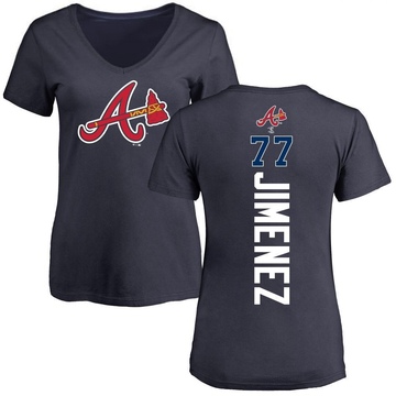 Women's Atlanta Braves Joe Jimenez ＃77 Backer Slim Fit T-Shirt - Navy