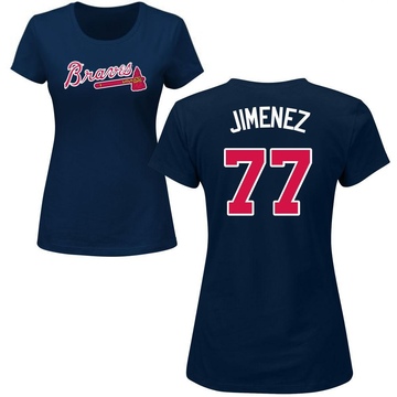 Women's Atlanta Braves Joe Jimenez ＃77 Roster Name & Number T-Shirt - Navy