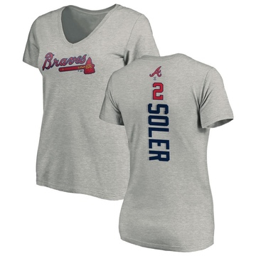 Women's Atlanta Braves Jorge Soler ＃2 Backer Slim Fit T-Shirt Ash