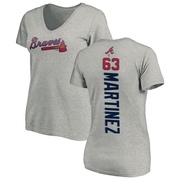 Women's Atlanta Braves J.P. Martinez ＃63 Backer Slim Fit T-Shirt Ash