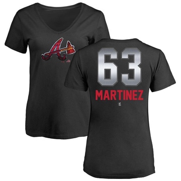 Women's Atlanta Braves J.P. Martinez ＃63 Midnight Mascot V-Neck T-Shirt - Black