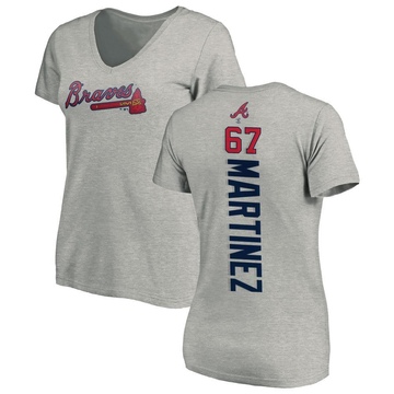 Women's Atlanta Braves J.P. Martinez ＃67 Backer Slim Fit T-Shirt Ash