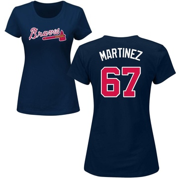 Women's Atlanta Braves J.P. Martinez ＃67 Roster Name & Number T-Shirt - Navy