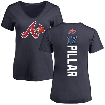 Women's Atlanta Braves Kevin Pillar ＃17 Backer Slim Fit T-Shirt - Navy